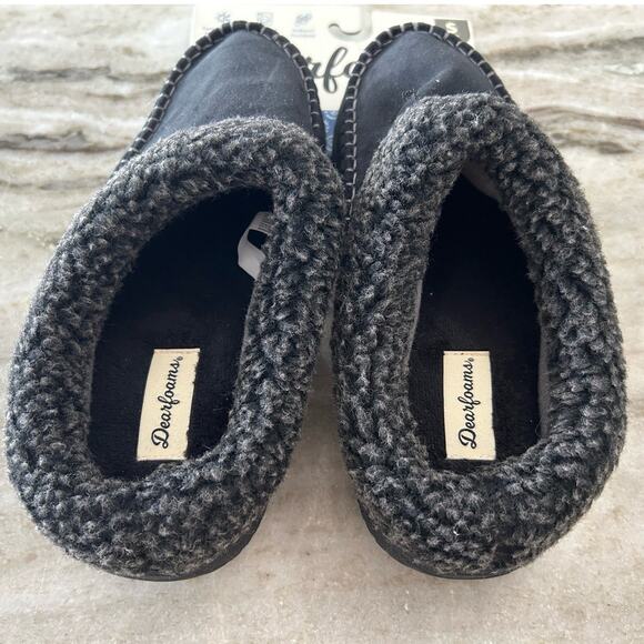 NWT Dearfoams Slippers Marshall Microsuede Black Mens Small 7-8 - Picture 5 of 7